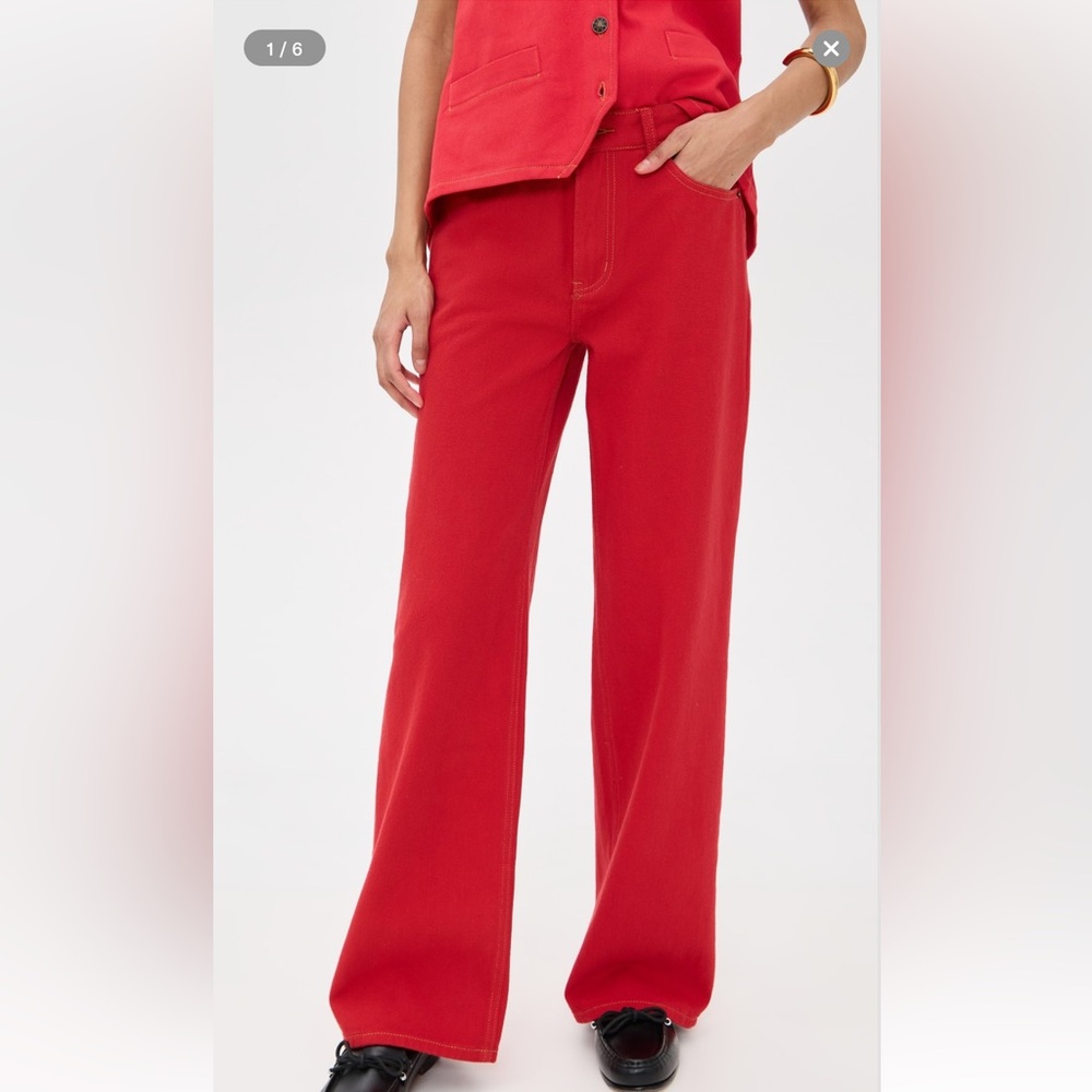 Lioness Red Wide-Leg Pants. Lioness Top Model Jeans